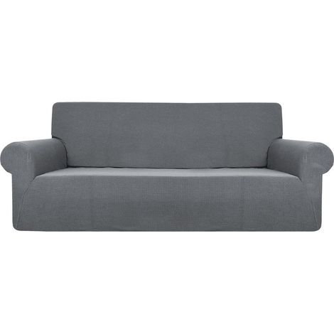 1 Copridivano comodo ed elasticizzato per camera da letto e soggiorno, 3 posti, grigio chiaro. (1/5)