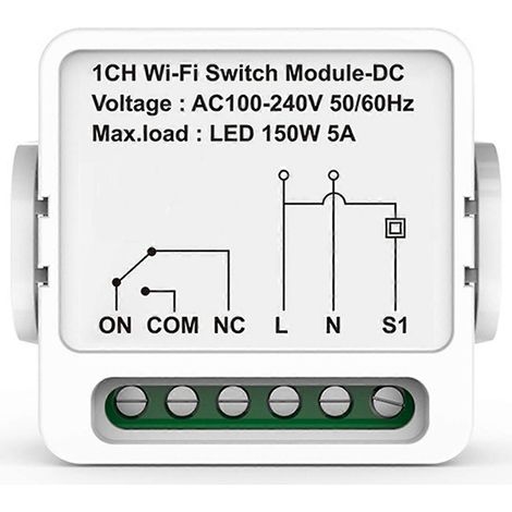 Deux modules de relais WiFi à contact sec à 1 canal, AC 100-240V, interrupteurs à contact sec contrôlés par l'application Tuya Smart Life. (1/5)