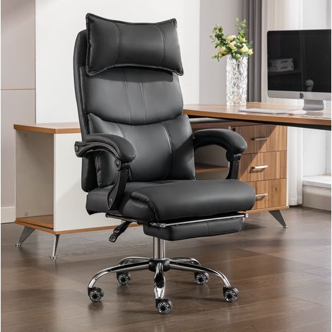 Chaise de bureau ergonomique 65x48x120 cm en tissu noir, moderne pour bureau FloraGrace (1/5)