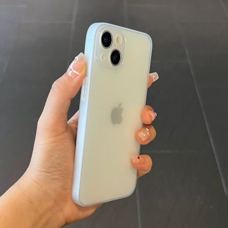 (iPhone 12 Mini blanc) Coque de téléphone ultra-fine en TPU souple, coque arrière fine en silicone semi-transparente givrée (1/5)