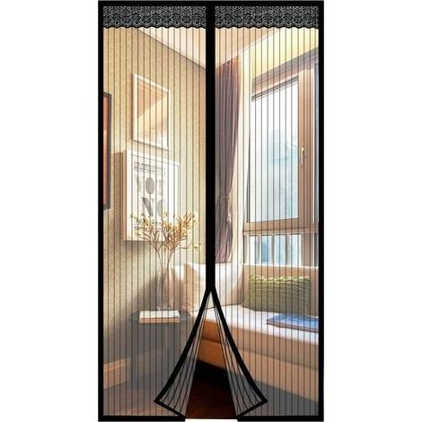 TAISHENGDA-Moskitonetz-Tür, magnetischer Fliegengitter-Türvorhang mit Magnetverschluss, kein Bohren erforderlich, für Balkon-, Keller- und Terrassentüren (Schwarz, 90 x 230 cm) (1/5)