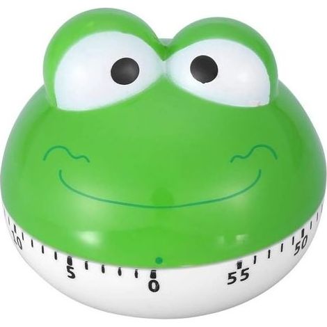 Minuterie de Cuisine Rappel de Minuterie de Cuisson Manuelle Horloge de Compte à Rebours Mécanique de 60 Minutes Gestion du Temps Minuterie de Cuisson et D'ébullition(Grenouille verte) (1/5)