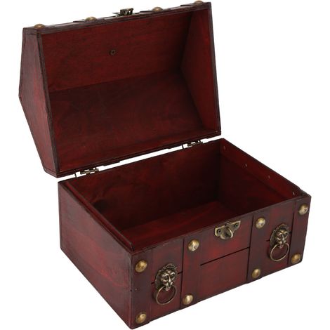 Coffre de rangement vintage en bois, décoration antique, élégant coffre à trésors rétro avec serrure à combinaison (1/5)