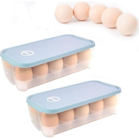 Lot de 2 boîtes à œufs 10 œufs Conteneur à œufs avec couvercle Boîtes de rangement d'œufs Stockage d'œufs Réfrigérateur Conteneur à œufs pour réfrigérateur Boîte de transport d'œufs Boîte à œufs en pl (1/5)