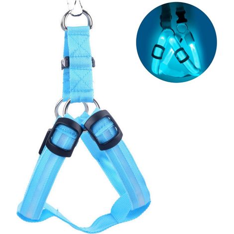 Arnés para perros ajustable, arnés para mascotas con iluminación LED de fibra óptica, arnés recargable antitirones, arnés reflectante para perros con conexión USB. (1/4)