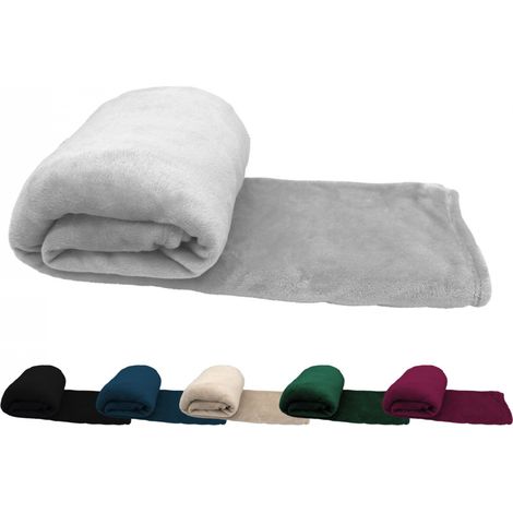 Couverture, plaid polaire, jeté de canapé 150 x 200 cm en flanelle ultra doux - Gris - Vivezen