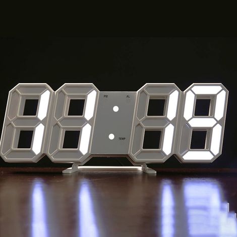 Réveil numérique LED 3D, multifonction, murale ou de bureau, snooze/température