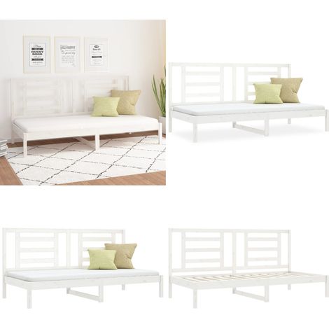 Dormeuse senza Materasso Bianca 80x200 cm Legno Massello Pino - Letto per ospiti - Divano letto