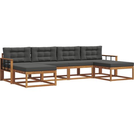Outdoor-Sofagarnitur mit Kissen 6 pcs Natur und Anthrazit vidaXL
