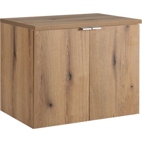 Meuble sous vasque suspendu 2 portes avec le plan NOVA OAK 80 CM en chêne (1/5)