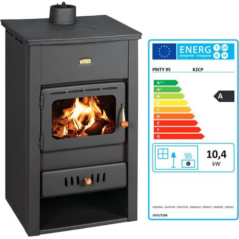 EEK A - Kaminofen, Holzofen Prity, Modell K2 CP, Leistung 10.4kW, Obere Platte aus Gusseisen