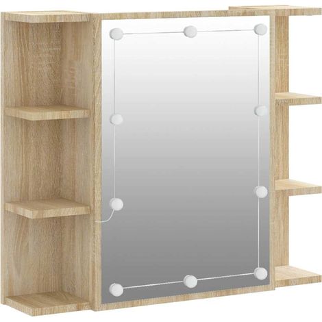 Mueble con espejo y luces LED roble Sonoma 70x16,5x60 cm vidaXL (1/5)