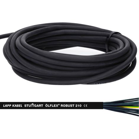 10 Meter Lapp 0021933 Ölflex Robust 210 Allwetter Steuerleitung 5 x 1,5 mm² I Leitung Außenbereich 5G1,5 mit grün-gelben Schutzleiter I schwarze nummerierte Adern (1/3)