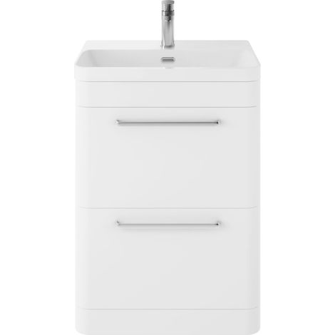 Balterley Croxden 600mm Floor Standing 2 Drawer Vanity Unit with Ceramic Basin - Pure White (1/5)