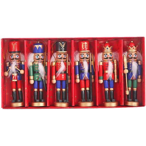 6 pièces Casse-Noisette en Bois de Noël 13CM, Idée Cadeau Déco Maison (1/4)