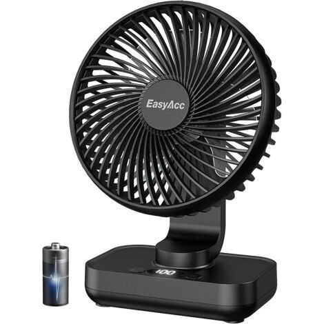 Ventilateur Silencieux Portable USB, Automatique 120° Oscillation°+ 90° Inclinaison, Batterie 4000mAh, 4 Vitesses, Détachable, Petit Ventilateur Bureau de Table pour Oficina, Maison, Voyage (1/5)