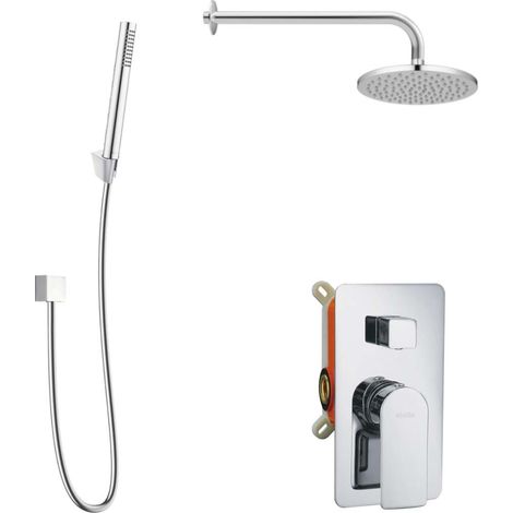 kielle Vega - Set de douche avec mitigeur encastré, 2 sorties, avec accessoires EcoSpare et corps d’encastrement, chrome 20618SP100 (1/5)