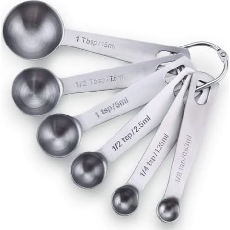Lot de 6 Set de cuillères à mesurer Acier Inoxydable Cuillère de Mesure Set Assaisonnement Cuillère Patisserie pour Cuire et Cuisson SP601 GROOFOO (1/5)