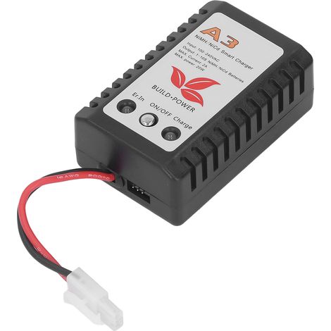 Chargeur intelligent 20 W avec indicateur LED pour batteries NiMH/NiCd 6 V, 7,2 V, 8,4 V et 9,6 V. Alimentation secteur 110-240 V (prise européenne).