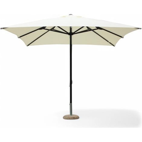 Ombrellone a palo centrale quadrato 3x3 m beige in poliestere con palo in alluminio nero (1/5)