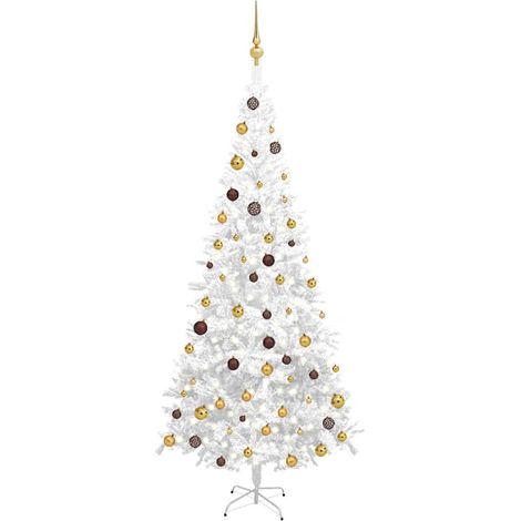Albero Natale Artificiale LED e Palline Verde L 240 cm Bianco (1/5)