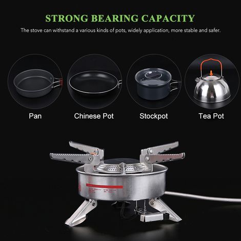 BRS-10 en plein air Portable Camping pique-nique Type fendu en acier inoxydable Butane cuisinière à gaz brûleur grande puissance grand Blaze (1/5)