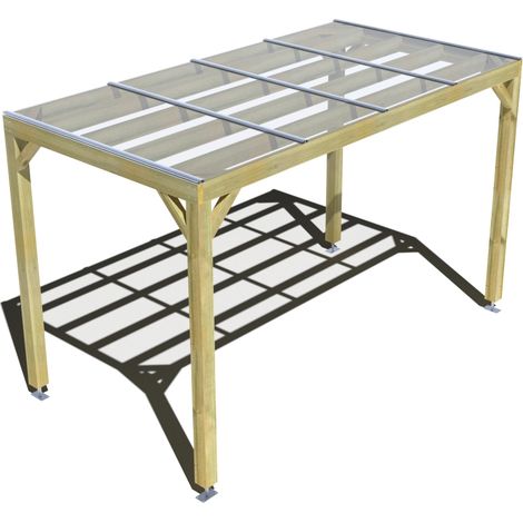 Pergola bois • 4m x 2m • indépendante • sens largeur • couverture étanche transparente incluse • livraison comprise (1/3)