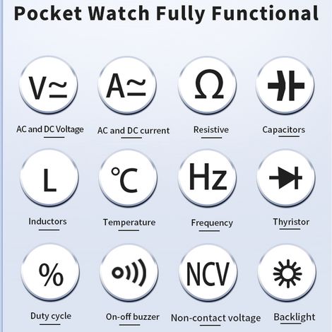 Multimètre numérique portable professionnel avec écran LCD rétroéclairé, 6000 points, mesure de courant RMS, tension, capacité, résistance, inductance, fréquence, rapport cyclique et température. (1/5)