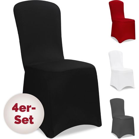 DETEX® Funda Sillas Elásticas Set Cubre Sillas Respaldo Alto Lavables Eventos Hogar Cantidad y Color a Elegir Negro (1/5)