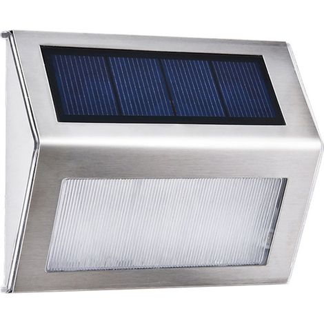 Lampe solaire de jardin en acier inoxydable 3L-ED pour escaliers extérieurs, allées et terrasses - Lampadaire solaire L-ED (blanc chaud) (1/5)