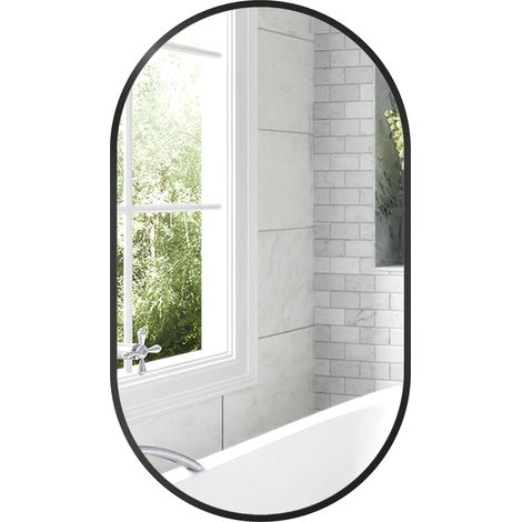 Miroir mural ovale 40L x 70H cm IRIS noir (1/5)