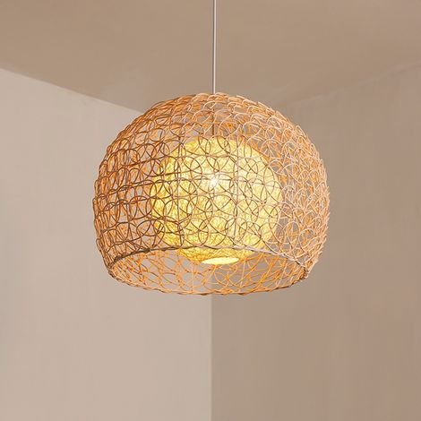 Lustre Double Rotin Suspension En Osier E27 Luminaire Suspendu Plafond Abat-Jour En Rotin Luminaire DéCoratif Pour Jardin, Salle à Manger, Bureau, Chambre (1/5)