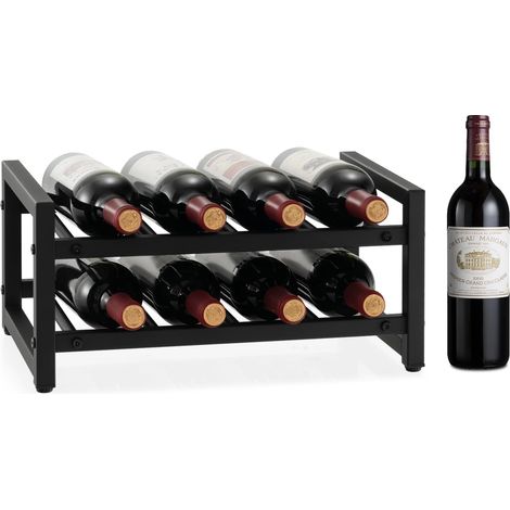 COSTWAY Portabottiglie per Vino in Metallo, Scaffale per Vino 8 Bottiglie con Piedini Regolabili e Superficie Antiruggine, per Cucina, Sala da Pranzo, Cantina, 42,5 x 24,5 x 20,5 cm