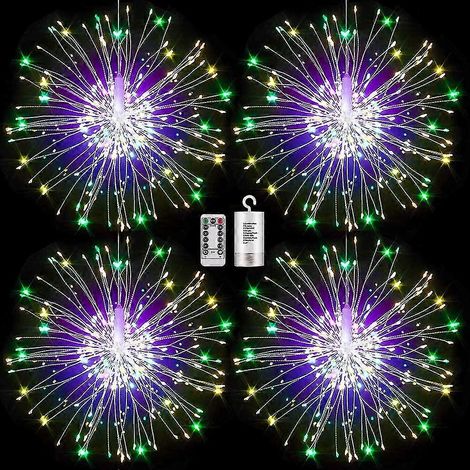 Feuerwerkslichter, 2er-Pack LED-Lichterkette aus Kupferdraht, dimmbar, 8 Modi, Weihnachtsfeuerwerk (1/4)