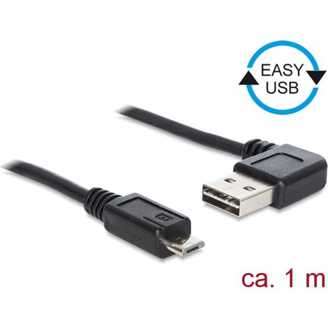 Delock cable easy-usb 2.0-a male angled  usb 2.0 micro-b male 1 m