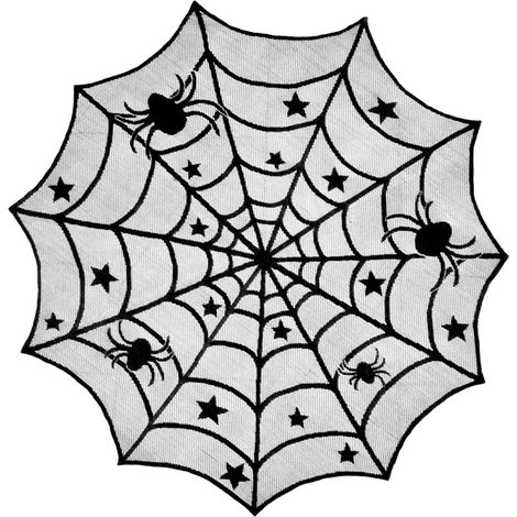 Nappe ronde en dentelle de polyester de 102 cm, réutilisable, idéale pour décorer une fête d'Halloween et créer une ambiance effrayante. (1/5)