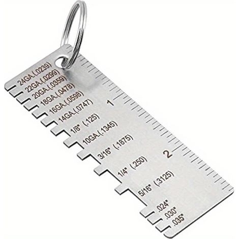 Jauge d'épaisseur de fil/feuille métallique, Outil de contrôle de taille de gage de soudure plaqué, Jauge d'épaisseur de tailles de fil métallique (1/5)