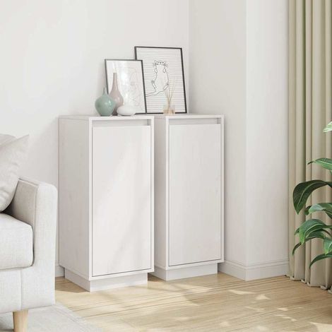 vidaXL Aparador 2 uds madera maciza de pino blanco 31,5x34x75 cm (1/4)