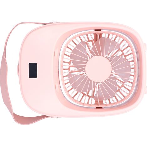 Ventilateur électrique portable avec brumisateur réglable pour intérieur, extérieur et dortoir - Rose