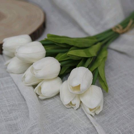 10 Bouquet de Poignée de Tulipes Vintage Européen, Bouquet D'arrangement de Fausses Tulipes pour la Décoration de Mariage de Bureau à Domicile (Z)
