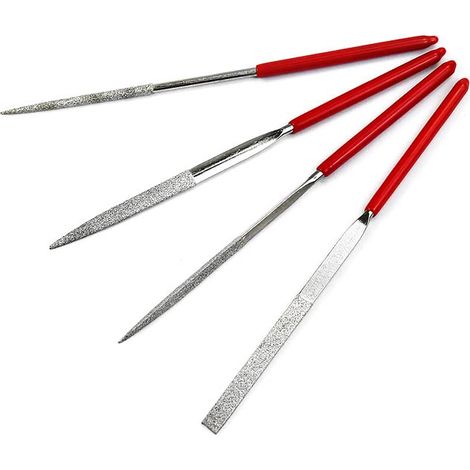 Mini-Diamantfeilen-Set, 4-teiliges Mini-Nadelfeilen-Set, Diamantraspelwerkzeug zum Schnitzen von Holz und Metall, Polieren von Schmuck, Gravieren, Schleifen von Stein, Glas und Holz (1/5)