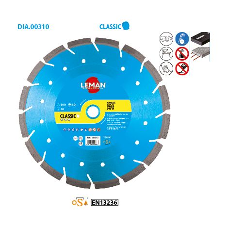 Leman - Disque Diamant Segments Asphalte, Béton Armé 300x25,4/22,23 Ht 10
