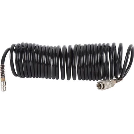 Tuyau d'air spiralé en PE et cuivre, diamètre intérieur 6,35 mm (1/4 pouce), longueur 5 m (16,4 pieds), anti-nœuds et anti-torsion, léger, avec connecteur UE (1/5)