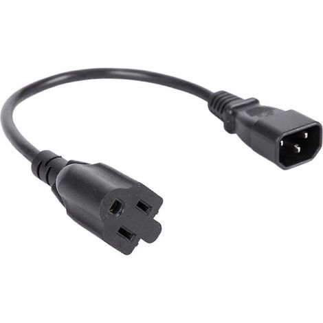 Câble adaptateur d'alimentation PC noir, 30 cm (1 pied), prise mâle IEC 320 C14 vers prise femelle NEMA 5-15R 3 (1/4)