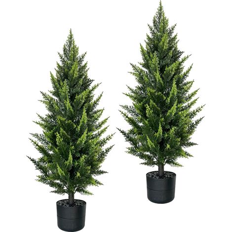 Cyprès artificiel de 90 cm, arbuste de cèdre réaliste en pot, plante artificielle à feuilles persistantes pour intérieur, porche, terrasse et jardin décoration d'intérieur (1/5)