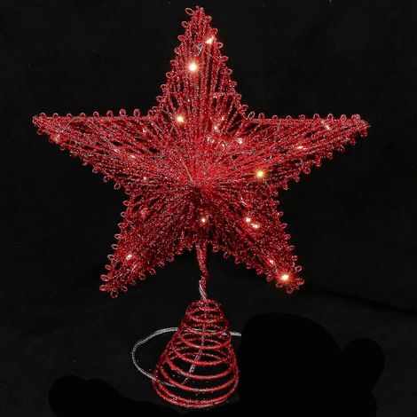 Rotes Eisen-Weihnachtsbaum-Sternen-Lichterset für die Weihnachtsdekoration, 3-teilig (1/5)