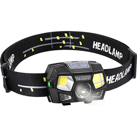 Lampe frontale LED puissante de 300 lumens, rechargeable par USB, avec 5 modes d'éclairage, étanche IPX4 et détecteur de mouvement, idéale pour la course à pied, le camping, le vélo et l'éclairage ext (1/5)