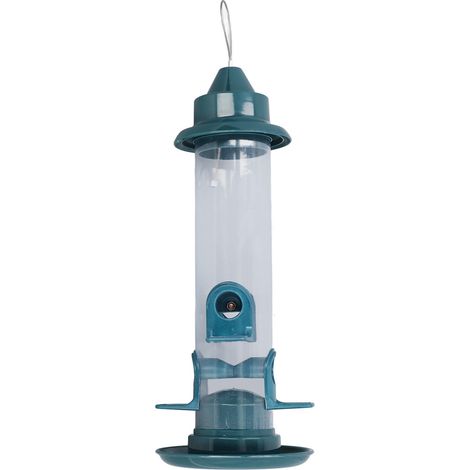 Mangeoire suspendue pour oiseaux, anti-écureuil, crochet réglable, automatique, avec 4 perchoirs pour extérieur vert (1/5)