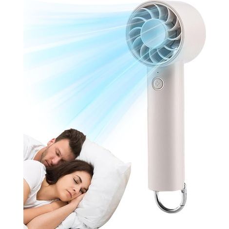 Kleiner Handventilator – Wiederaufladbarer, tragbarer Hängeventilator mit Turbinenfunktion, kleiner Ventilator mit Batterien für den Schreibtisch, tragbarer Ventilator für Studenten (1/5)