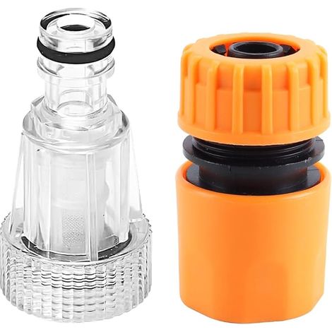 Raccords de tuyau d'arrosage 2 pièces 3/4" pour nettoyeur haute pression – Plastique durable, filtre d'entrée et adaptateur à connexion rapide, universels pour la maison et le jardin (1/5)